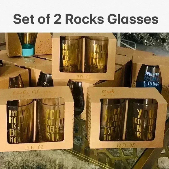 2 Wit & Whimsy Rocks Glasses (12oz) New in Box - Picture 6 of 6